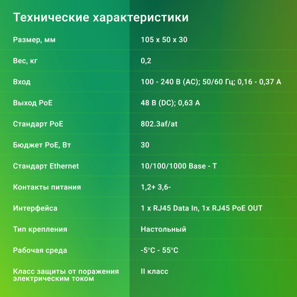 PoE-инжектор Digma DNP30W48GTXP